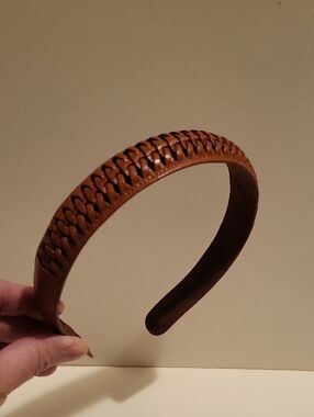 Braided Tan Leather Headband - Women Accessories